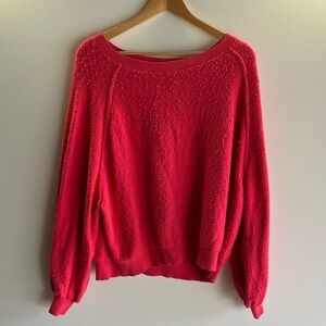 Free People Vibrant Red Crew Neck Sweater